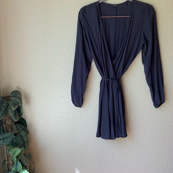 purple wrap dress long sleeve
